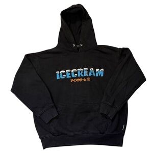 Icecream Men's Black and Blue Pullover Hoodie - Small
